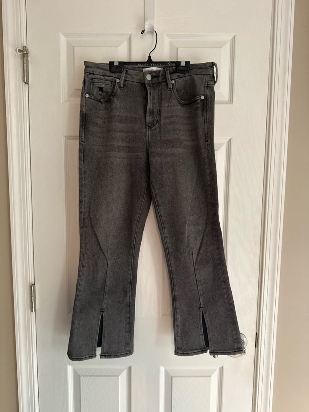 Dear John Black Grey Washed Flare Jeans with Front Slits